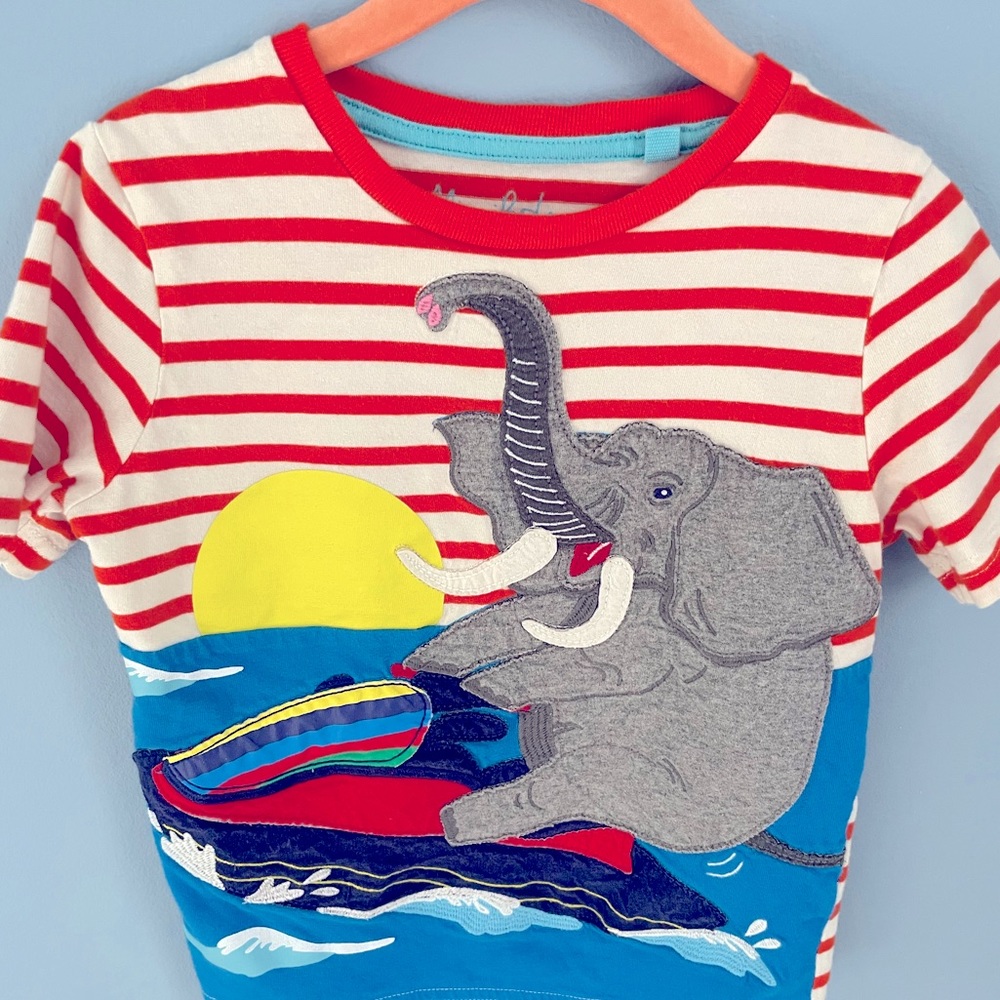 Mini Boden Elephant summer fun 4-5Y Tee